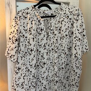 Nine West Black and Brown Patterned Top